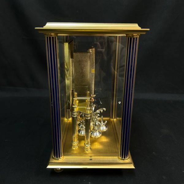DDc269D08 日新工業 MASTER QUARTZ 回転振り子時計 水晶置き時計 ゴールドカラー アンティーク マスタークォーツクロックの画像3