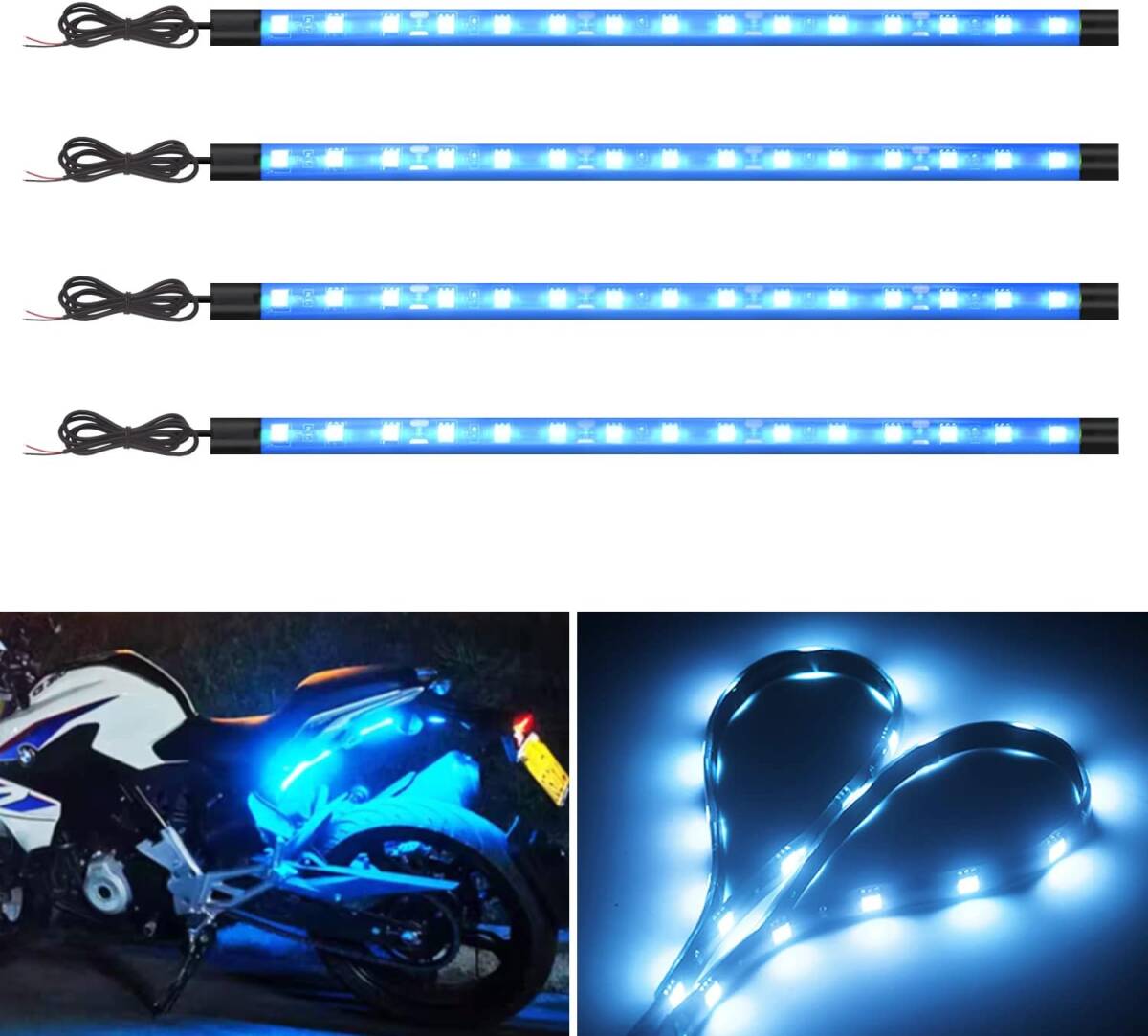 アイスブルー 車内用 LEDテープライト フットランプ バイク 両面テープ 足下照明 車内装飾用 テールランプ 15SMD 30Cの画像1