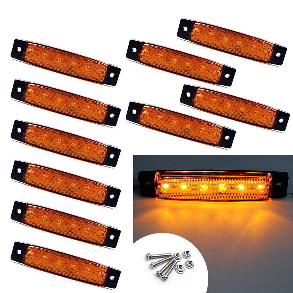 LED サイドマーカー ライト ランプ 12V 24V 10個 オレンジ アンバー トラック トレーラー デイライト 角型 路肩灯 車幅灯 タイヤ灯 汎用の画像2