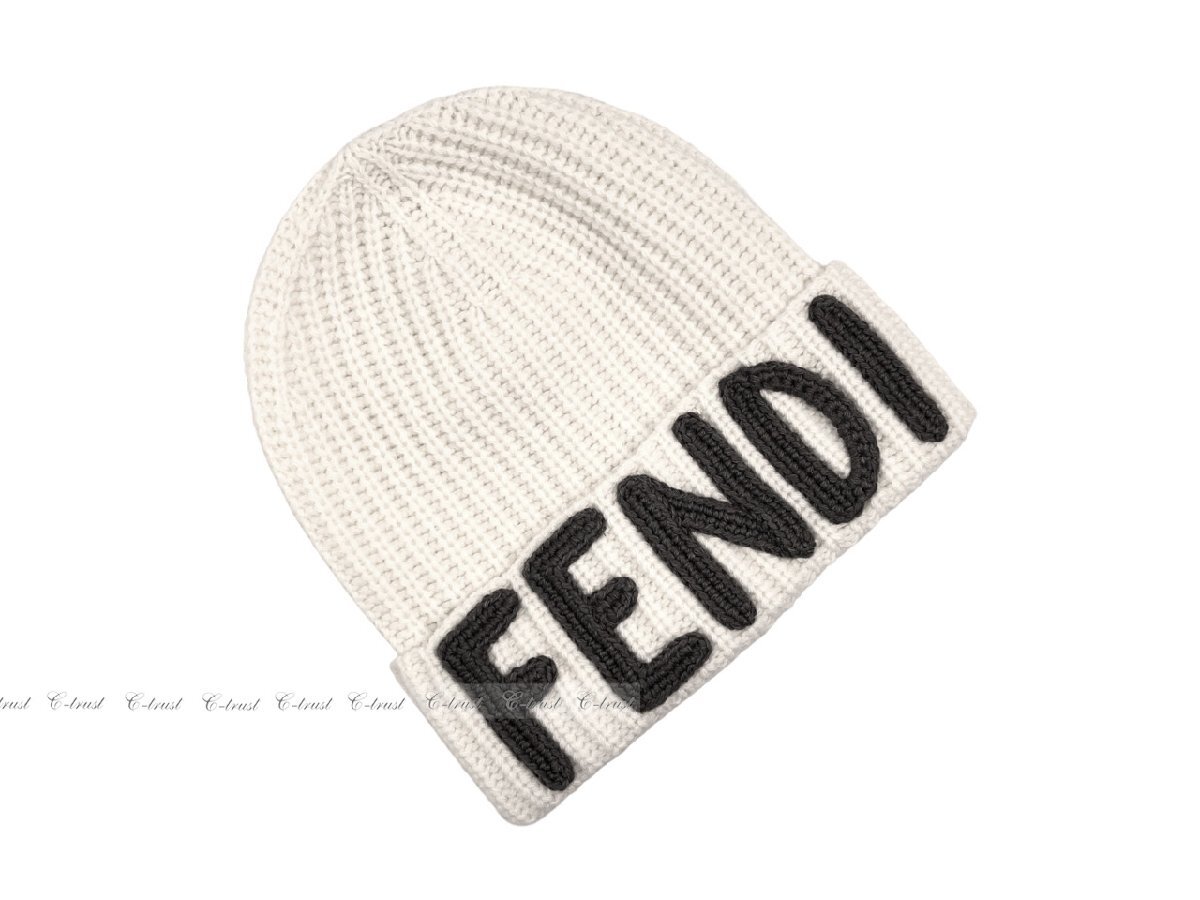 K762.. FENDI フェンディ ニット キャップ ビーニー ニット帽 ウール ロゴ イタリア製 FXQ900AIX0F0QG1 新品 ★ CREAM_画像3