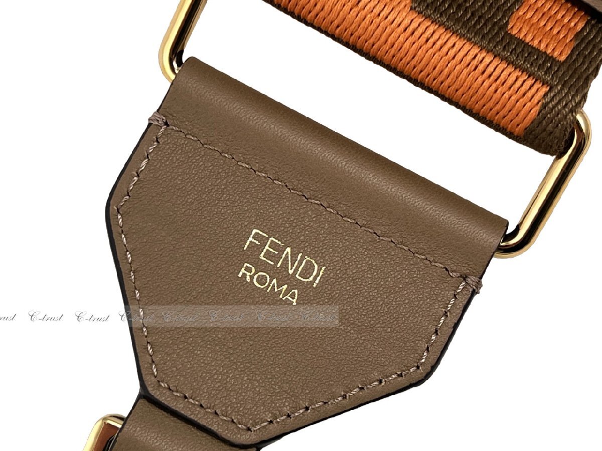 K258.. FENDI フェンディ ストラップ ユー ショルダー FF ロゴ イタリア製 8AV134ADKGF1E87 ★ ブラウン × オレンジ_画像5