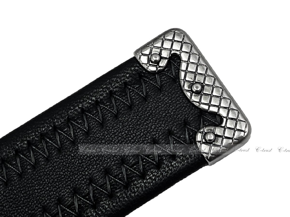 K670-90.. BOTTEGA VENETA ボッテガ ヴェネタ ベルト プレート バックル アンティーク ナッパ ロゴ イタリア製 ★ 1217 BLACK × ARDOISE_画像7