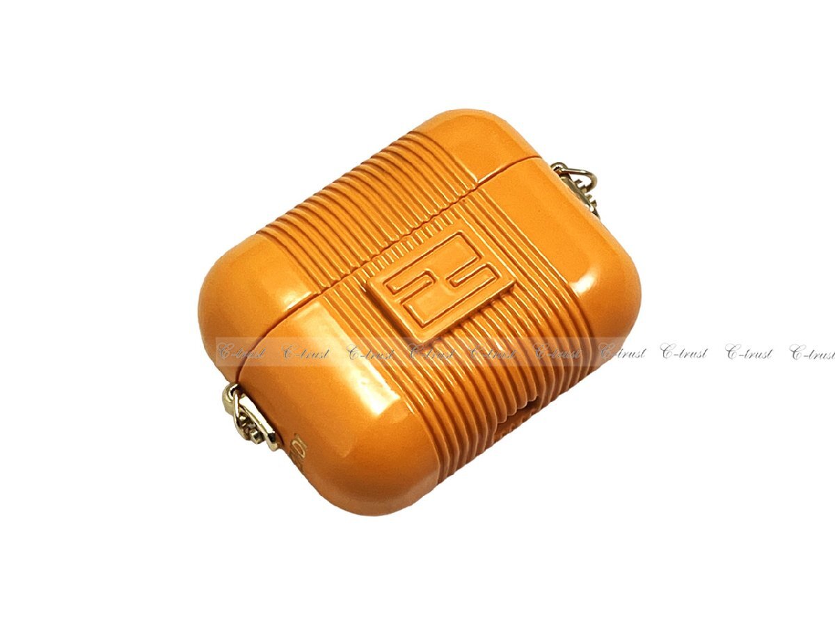 J831.. 【訳あり】 FENDI × CHAOS フェンディ カオス コラボ Airpods Pro case エアーポッズ ケース イタリア製 7AR932K1TF1EFY ★ ORANGE_画像4