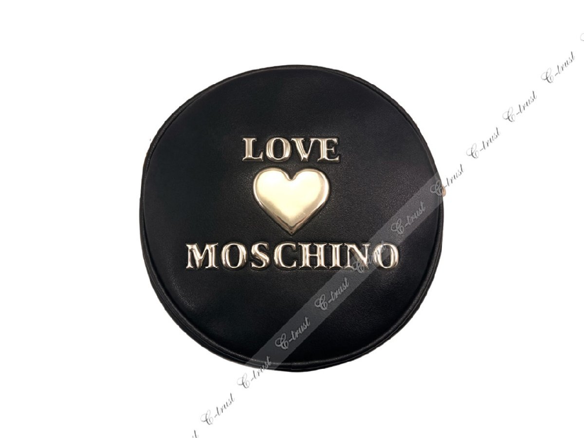 K271.. MOSCHINO モスキーノ ショルダーバッグ ラウンド チェーン LOVE ハート ロゴ ★ ブラック_画像2