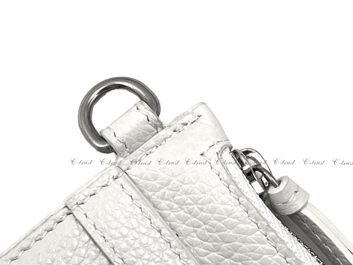 J855(WH).. BALENCIAGA バレンシアガ カードケース コインケース ストラップ ネオクラシック ロゴ イタリア製 ★ 9016 WHITE_画像4