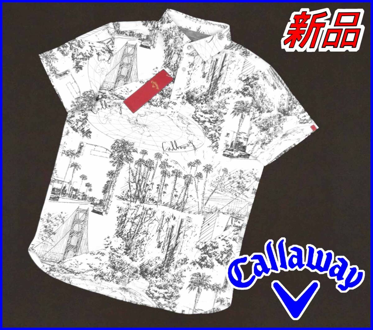 【国内正規品】60%OFF◆キャロウェイゴルフシャツCallawayレッドレーベル◆定価:17,600円◆半袖ポロプルオーバー鹿の子Mホワイト白_CallawayRED LABEL