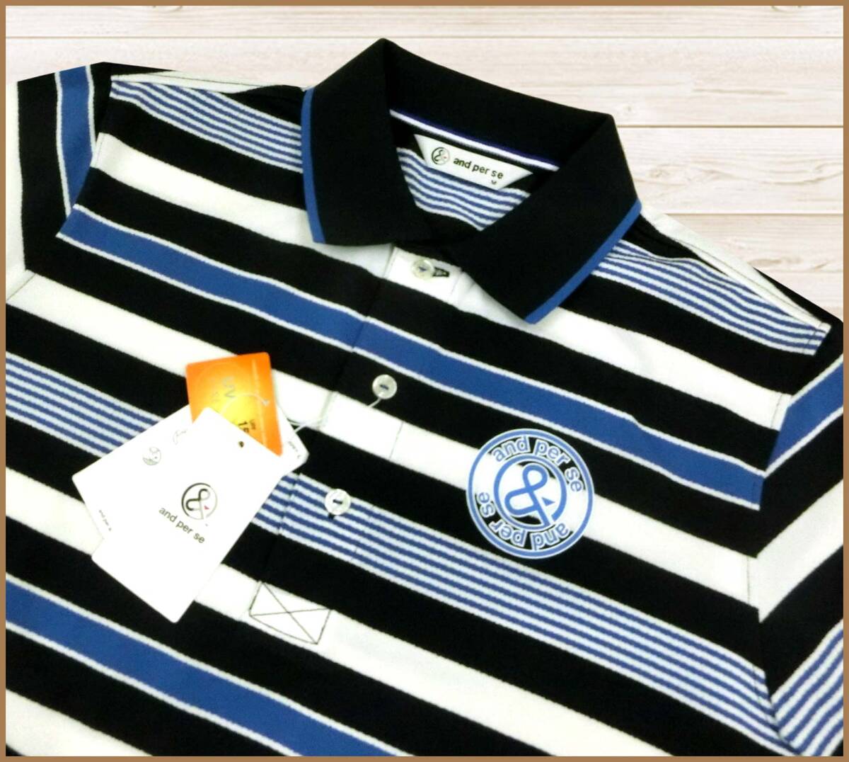 [ domestic regular goods ]57%OFF*&andperse Anne Pas . Golf polo-shirt *... border pattern stretch . water speed .* navy blue navy M regular price :17,600 jpy 