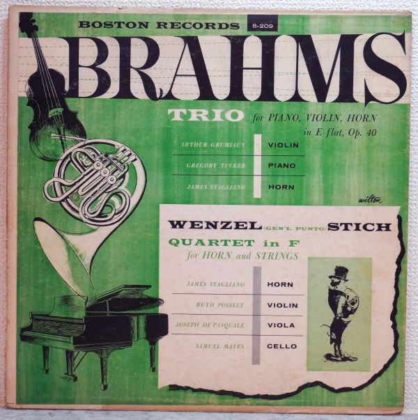 ブラームス ピアノ三重奏曲他 グリュミオー 米BOSTON 黒ラベル 初版の画像1