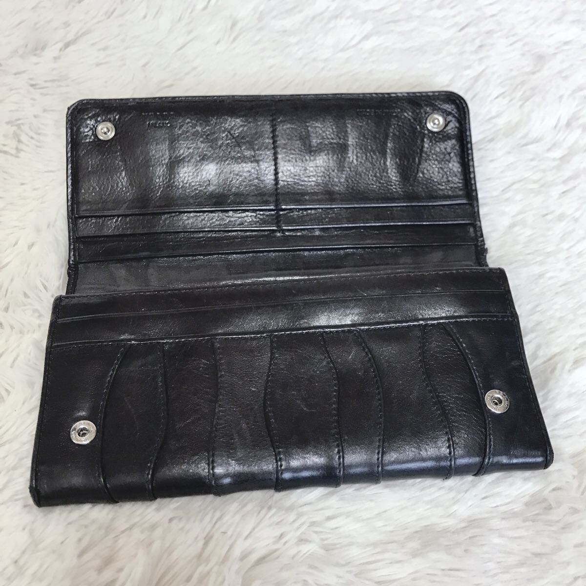 PRADA プラダ オールレザー ステッチ 長財布 ロゴ 折り財布 ブラック 黒 PRADA プラダ オールレザー ステッチ 長財布 ロゴ 折り財布 ブラック 黒