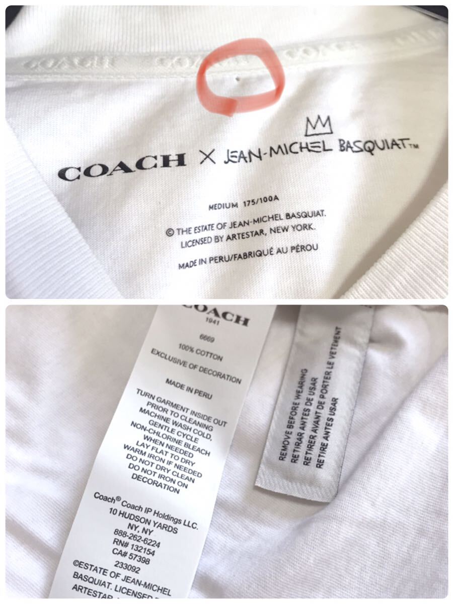  прекрасный товар COACH×BASQUIAT signature футболка Dinosaur автобус Kia Coach большой размер большой Silhouette динозавр 