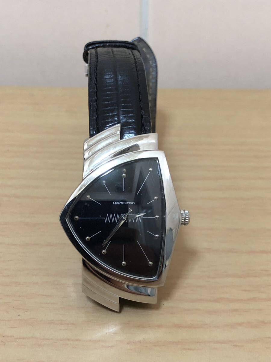 HAMILTON ハミルトン ベンチュラ クォーツ 腕時計 革ベルト H244110 シルバー FKの画像1