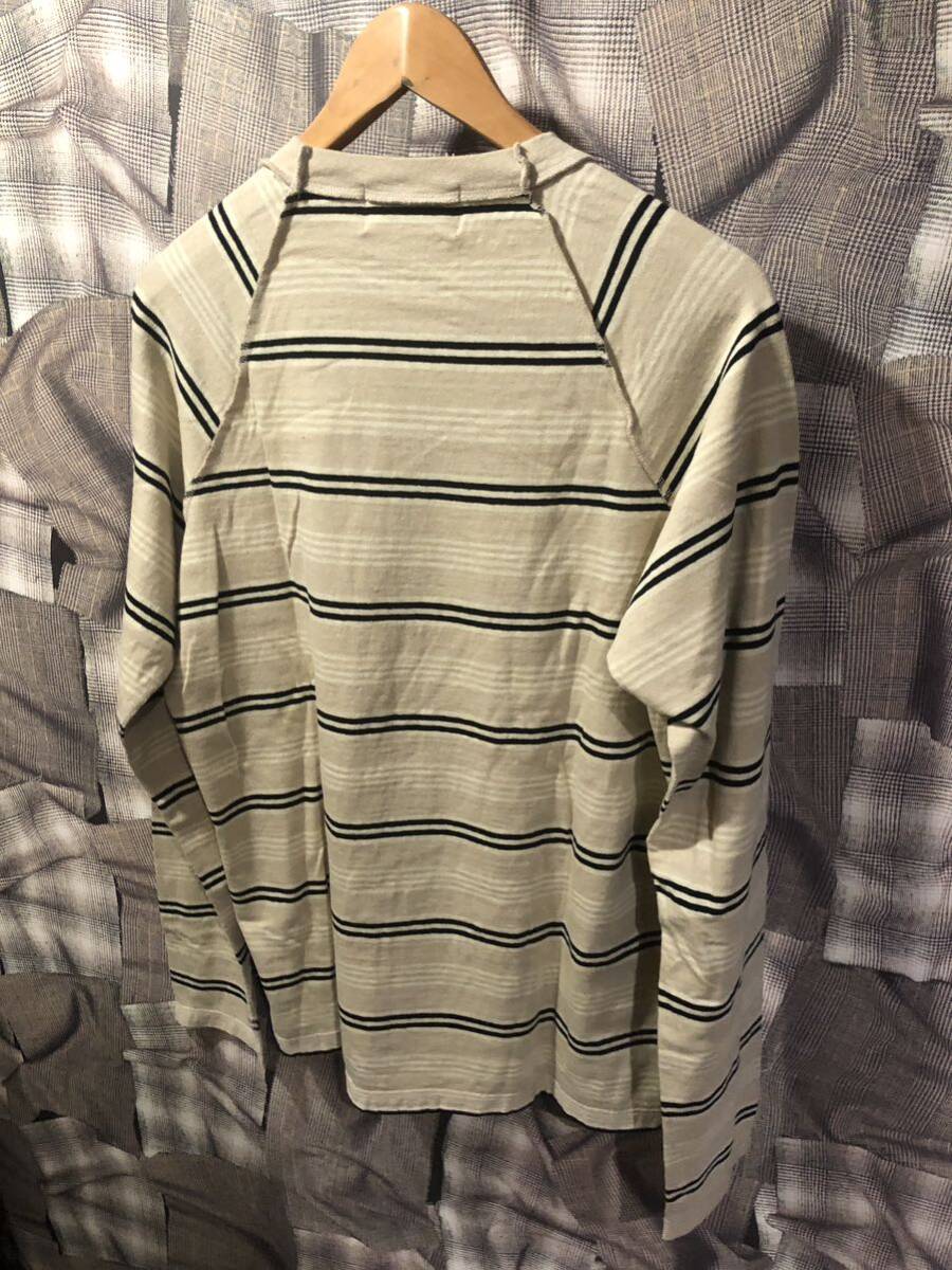 ２２SS 定価21000円 UNUSED アンユーズド Border long sleeve t-shirt ボーダーロングスリーブTシャツ US2177 サイズ1 ベージュ FKの画像3