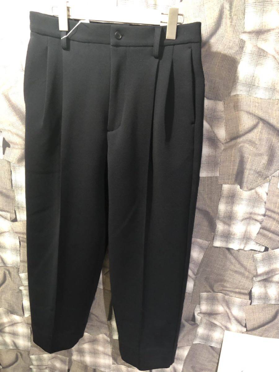 定価52800円 stein 23SS HIGH COUNT KNIT PIN TUCK WIDE TROUSERS シュタイン ワイドイージーパンツ ブラック　FK_画像1