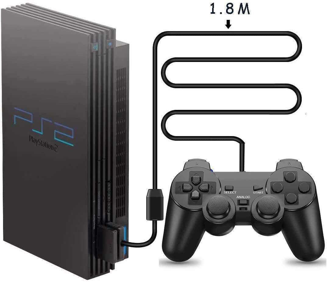 有線 PS2用 アナログ コントローラー playstation2 対応 ゲームパッド コントローラー ブラック 