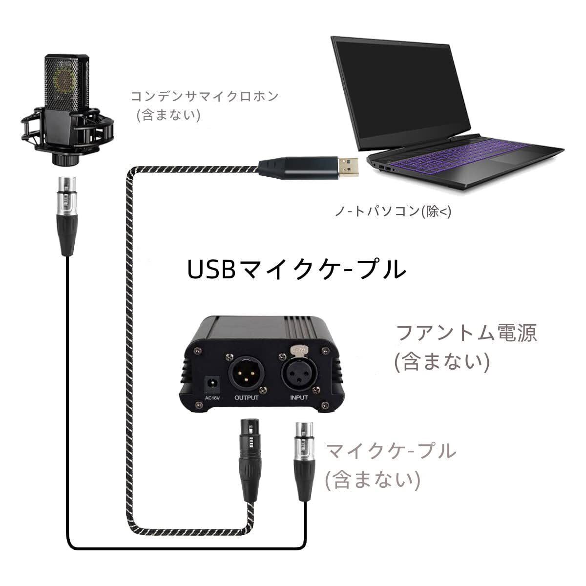USBマイクロフォンケーブル 2M USB-XLRプラグ マイクロフォンオーディオケーブル USB XLR変換ケーブル PCマイク用 スタジオ録音 カラオケ_画像5