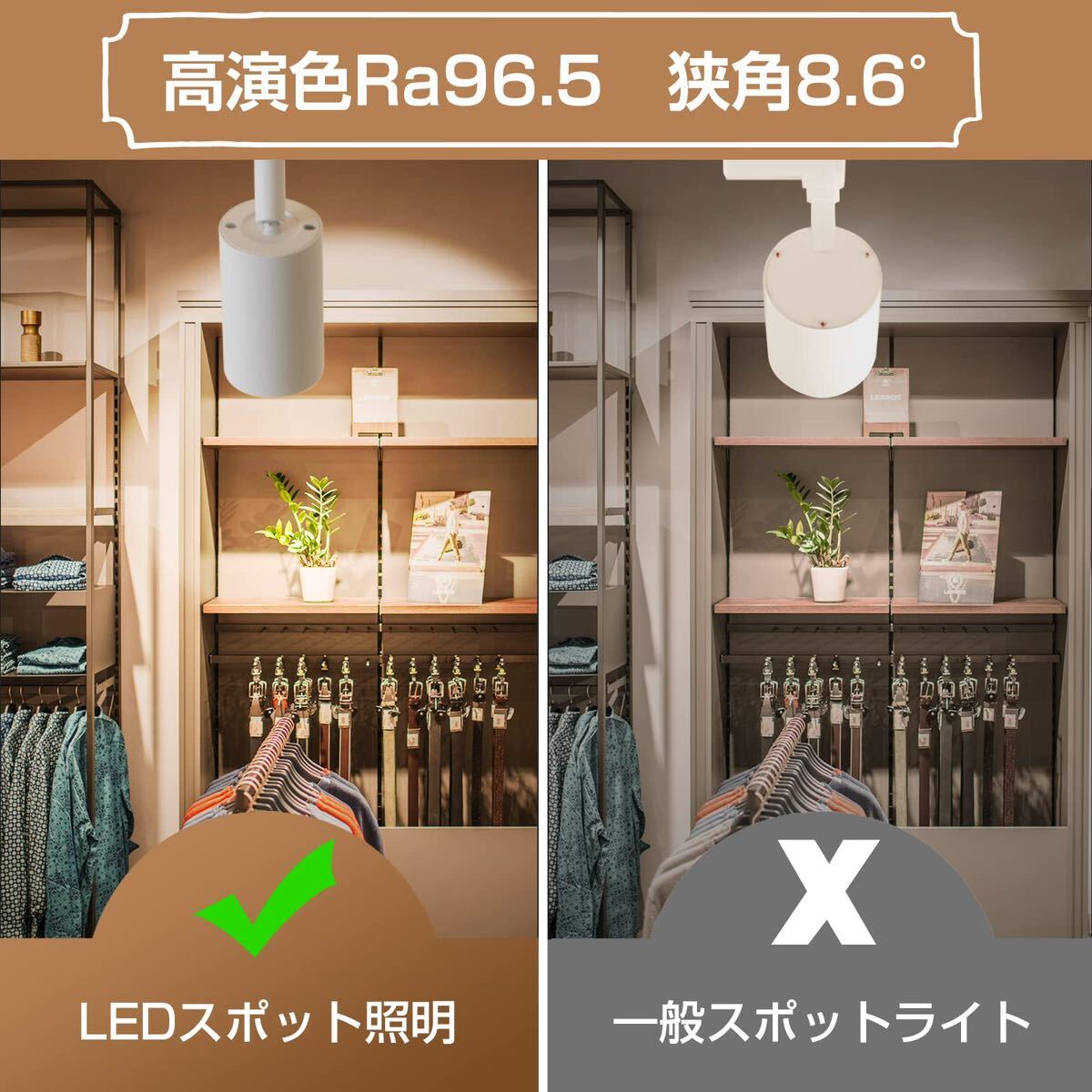 ライティングレール用スポットライト led スポットライト 100W相当 LED一体型照明 4個セット 電球色 3000K ダクトレール用スポットライトの画像6