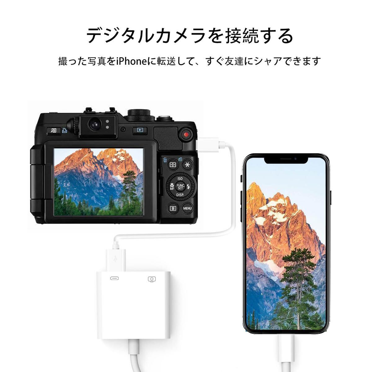 USBカメラアダプタ 2in1 iPhone USB 変換アダプタ 高速伝送 双方向 データ/写真/音声ファイルの画像6