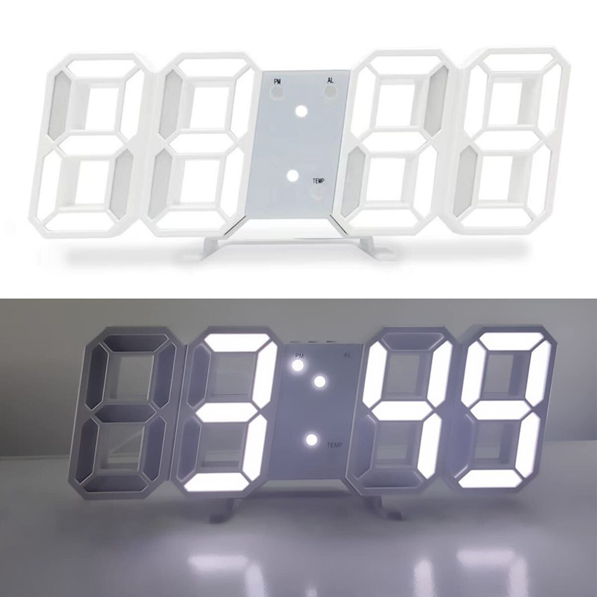 LEDデジタル時計 3Dデザイン アラーム機能付き 置き時計 壁掛け LEDデジタル時計 3Dデザイン アラーム機能付き 置き時計 壁掛け