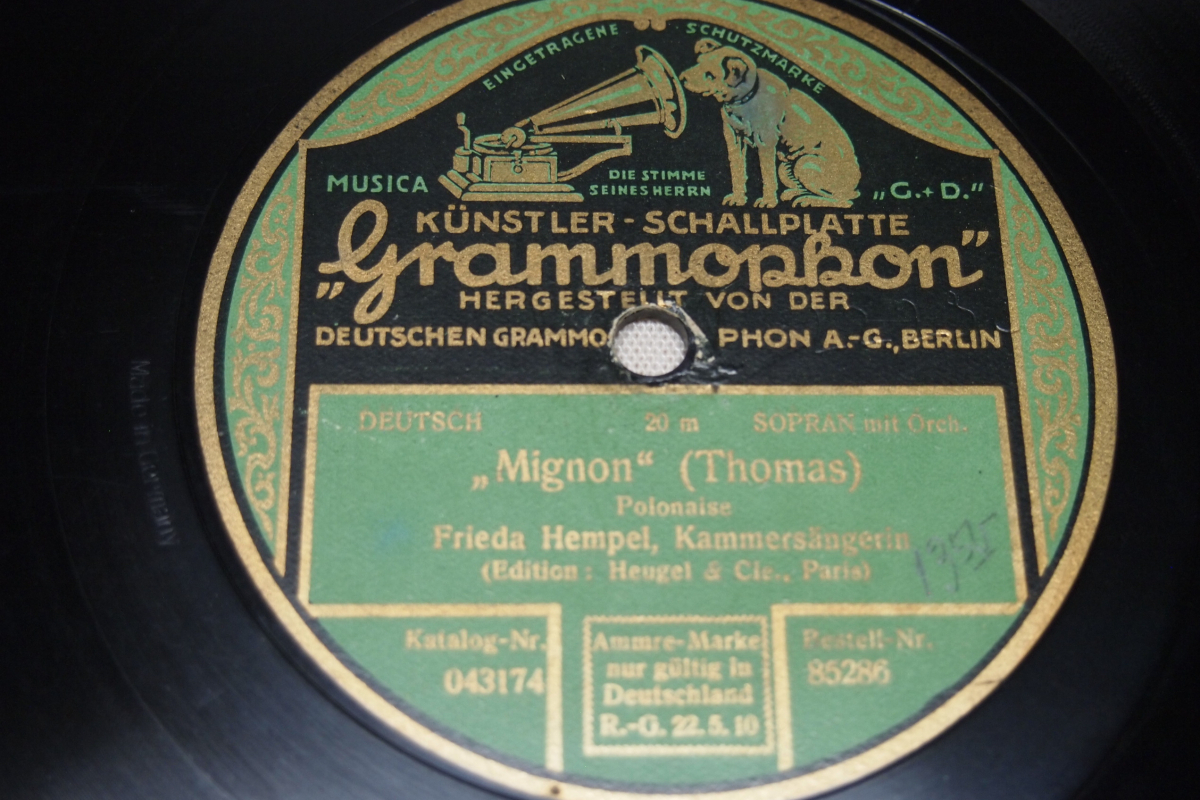  独Gramophone12インチSP盤 フリーダ・ヘンペル(sop) ヴェルディ「リゴレットよりジルダのアリア」トマ「ミニョンよりポロネーズ」85286の画像3