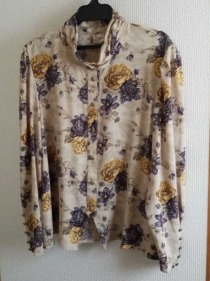 Vintage Lily Blouse ハイネックブラウス 花柄 日本製 クラシック エレガント マダム コスチューム_画像1