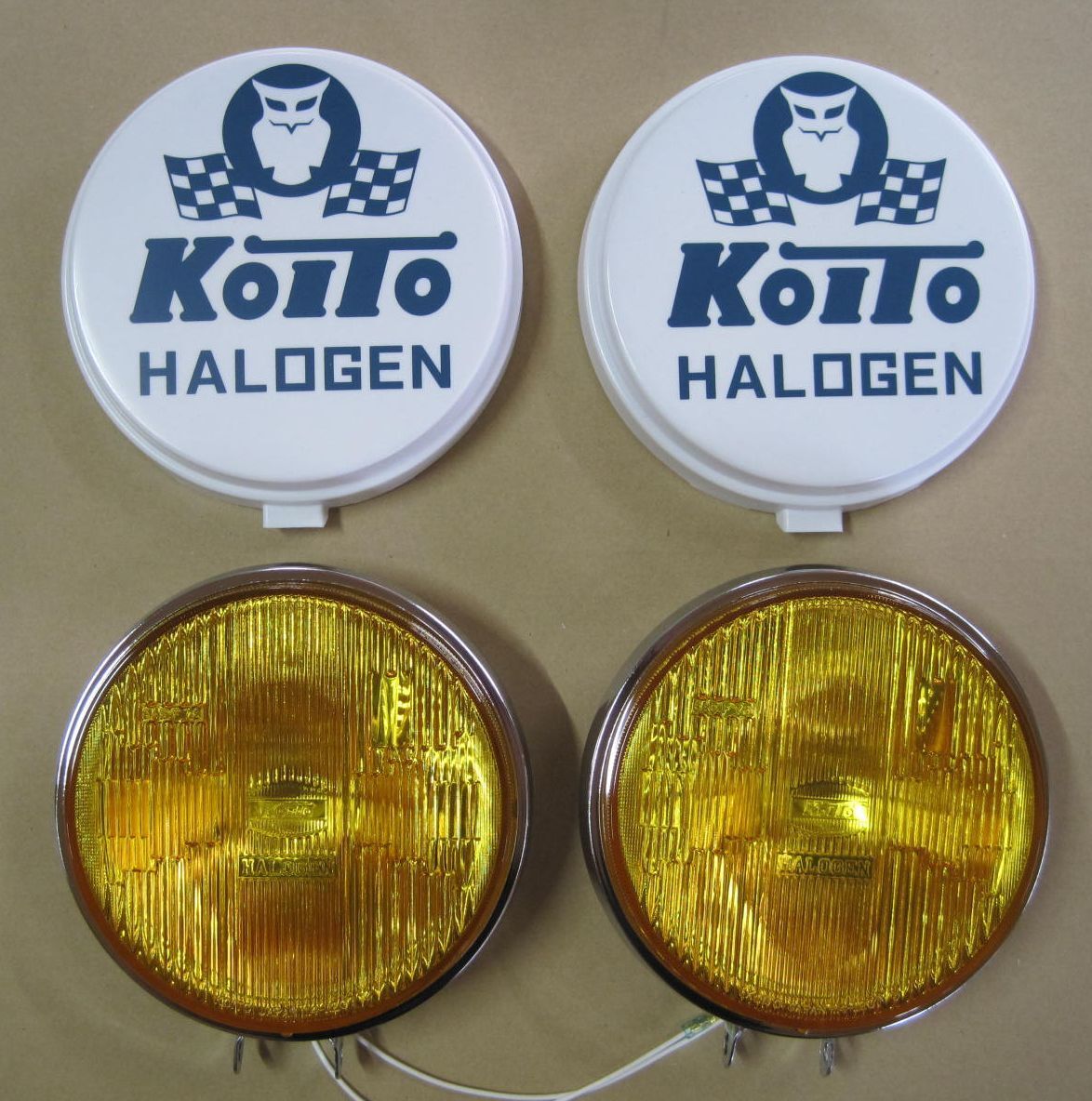 Koito small thread foglamp yellow round 180Φ 12V white with cover 2 piece set 