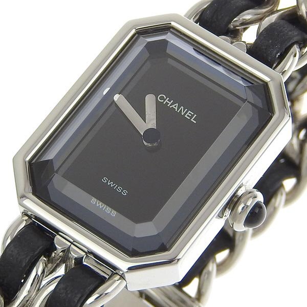 1円 不動 ジャンク シャネル CHANEL クオーツ プルミエールL SVカラー 黒文字盤 SS×SS レディース 腕時計の画像3