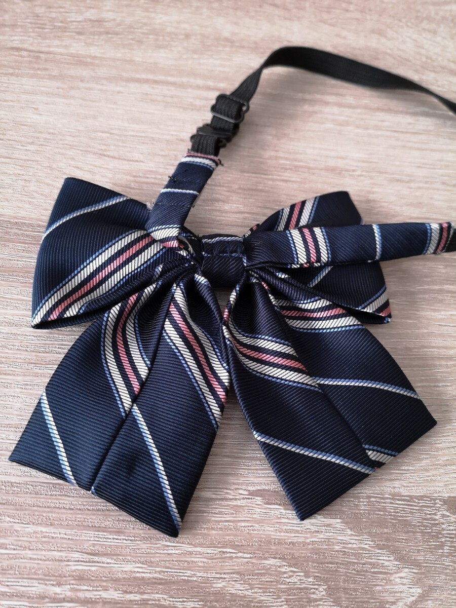 [ beautiful goods ] uniform ribbon school ribbon navy blue & light pink stripe woman high school student genuine article ribbon uniform Disney also 