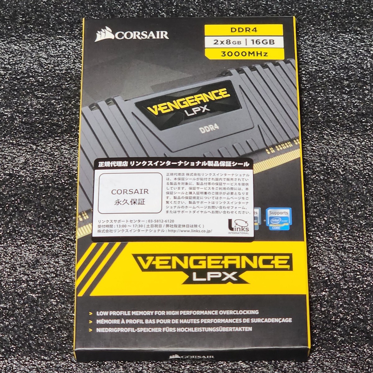 CORSAIR VENGEANCE LPX DDR4-3000MHz 16GB (8GB×2枚キット) CMK16GX4M2B3000C15 動作確認済み デスクトップ用 PCメモリ _画像1