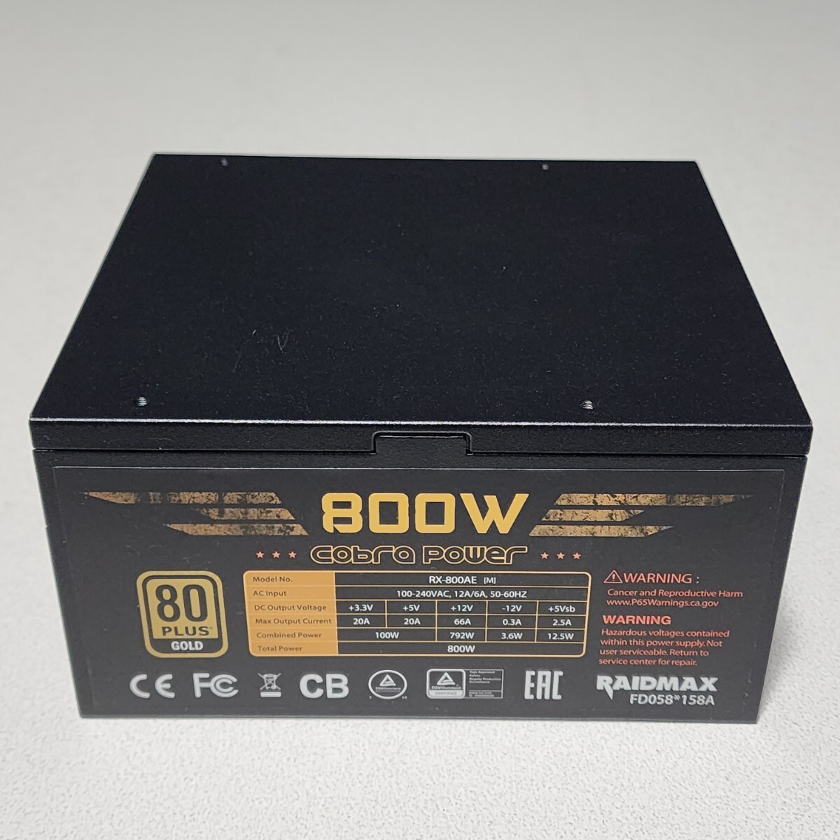 RAIDMAX Cobra Power RX-800AE(M) 800W 80PLUS GOLD認証 ATX電源ユニット フルプラグイン 動作確認済み PCパーツ_画像1