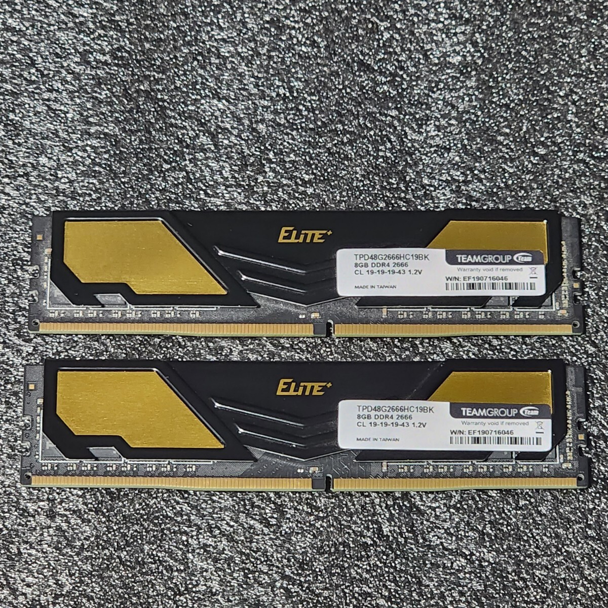 TEAMGROUP ELITE DDR4-2666MHz 16GB (8GB×2枚キット) TPD48G2666HC19BK 動作確認済み デスクトップ用 PCメモリ の画像1