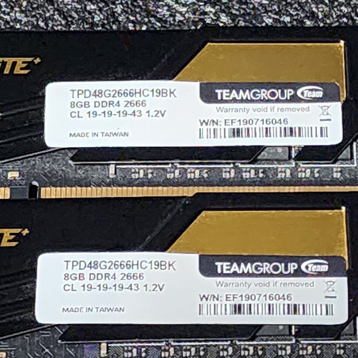 TEAMGROUP ELITE DDR4-2666MHz 16GB (8GB×2枚キット) TPD48G2666HC19BK 動作確認済み デスクトップ用 PCメモリ の画像2