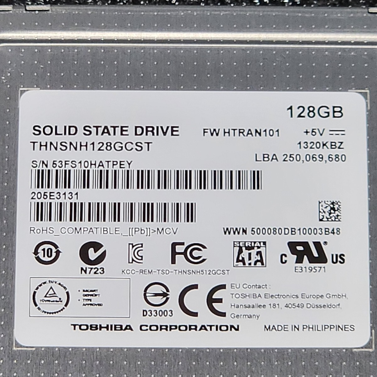 TOSHIBA THNSNJ128GCSU 128GB SATA SSD 正常品 2.5インチ内蔵SSD フォーマット済 PCパーツ 動作確認済 120GB