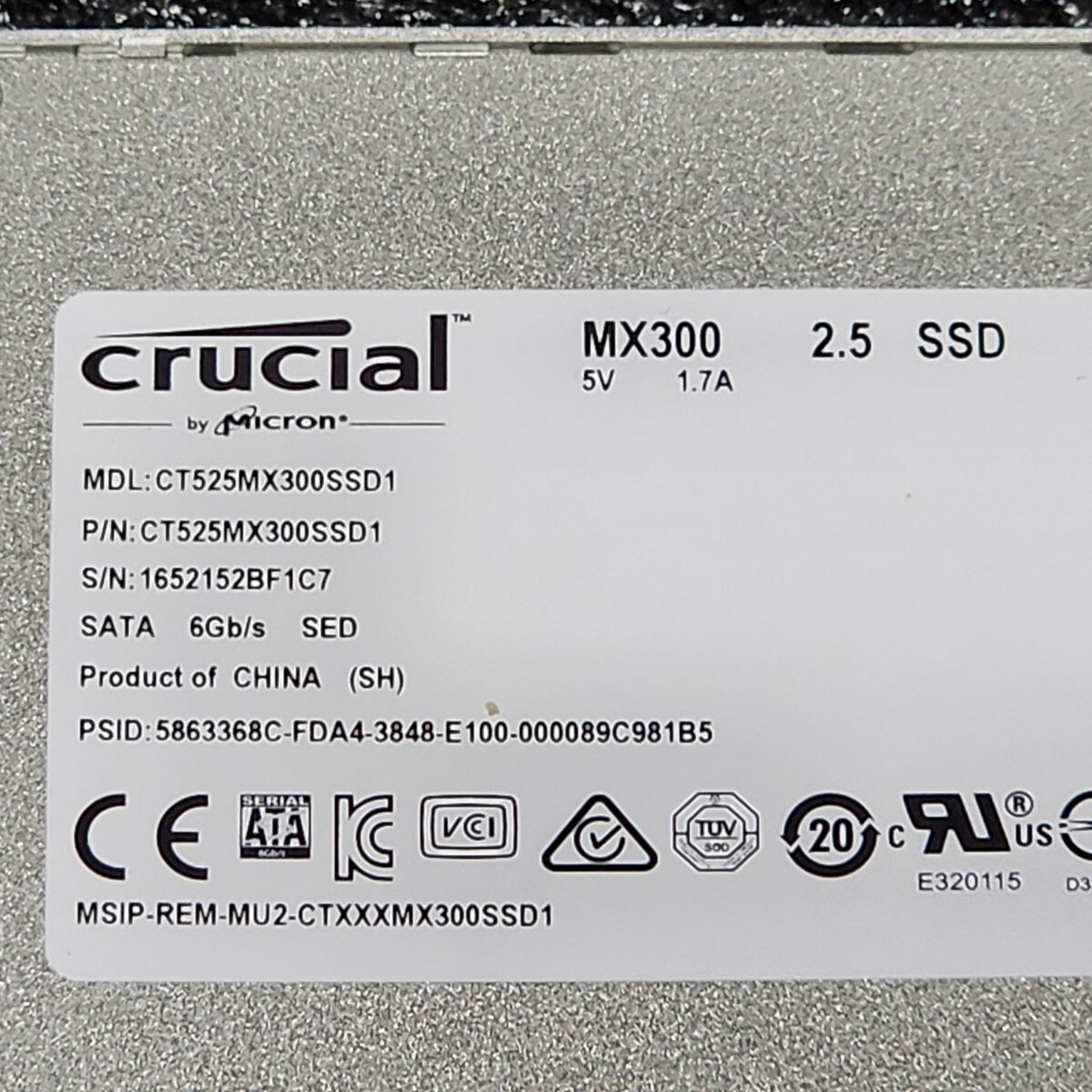 CRUCIAL MX300(CT525MX300SSD1) 525GB SATA SSD 正常品 2.5インチ内蔵SSD フォーマット済 PCパーツ 動作確認済 480GB 512GB 512GB