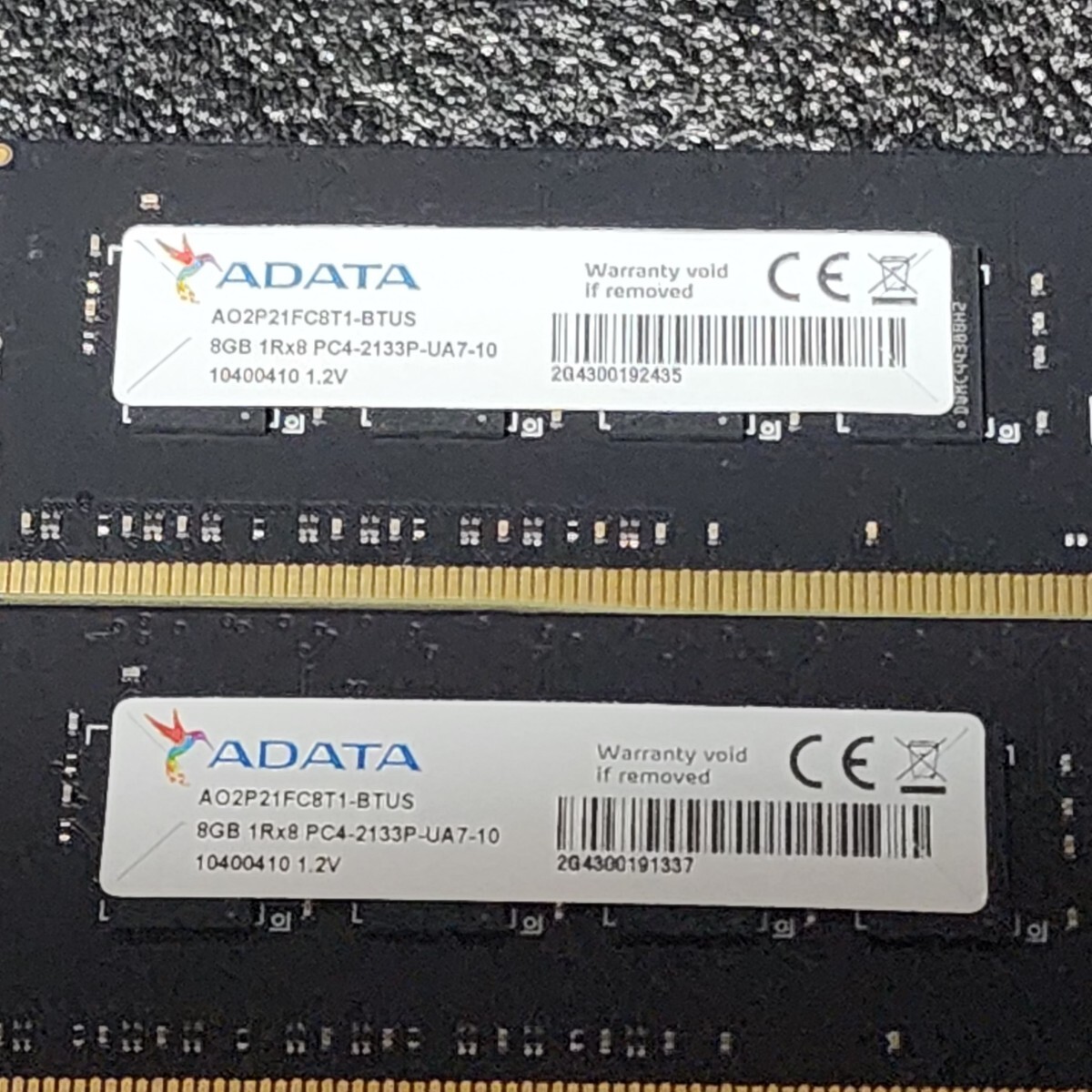 ADATA DDR4-2133MHz 16GB (8GB×2枚キット) AO2P21FC8T1-BTUS 動作確認済み デスクトップ用 PCメモリ _画像2