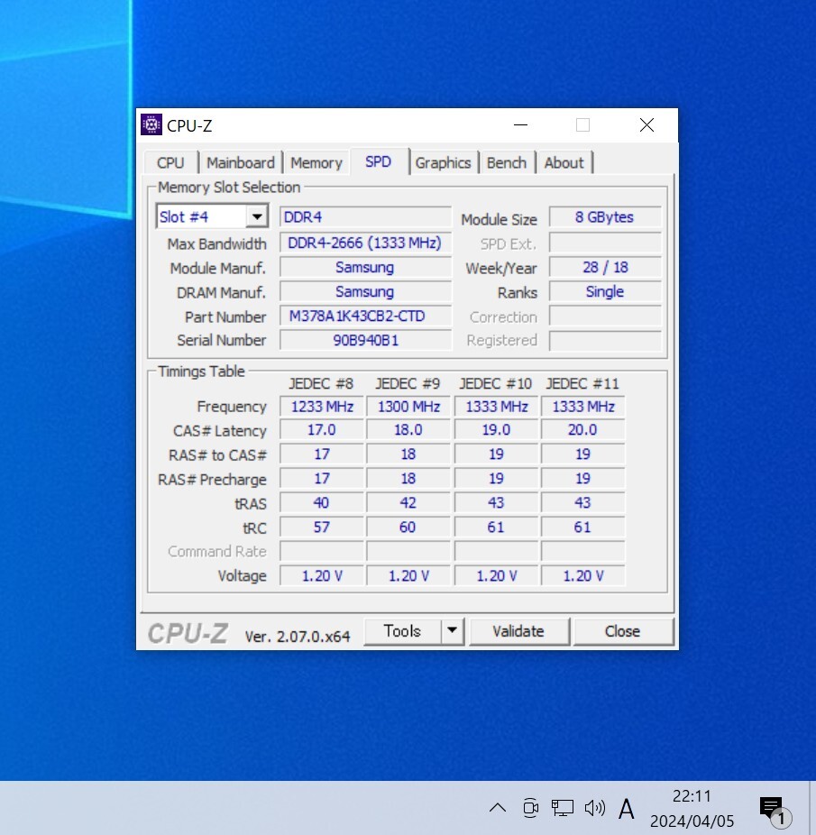 SAMSUNG DDR4-2666MHz 16GB (8GB×2枚キット) M378A1K43CB2-CTD 動作確認済み デスクトップ用 PCメモリ (1)