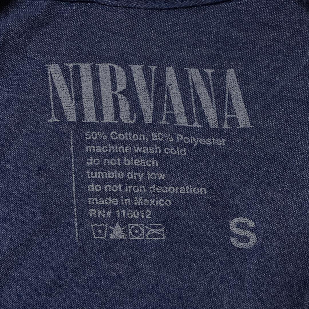 NIRVANA バンド半袖Tシャツ ニコちゃん スマイル ロックＴ x63 S相当_画像3