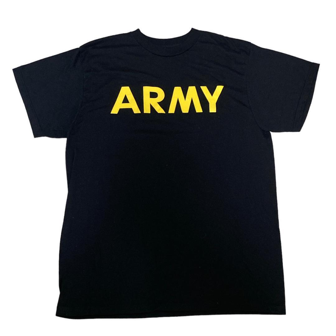 U.S.ARMY ミリタリー 半袖Tシャツ APFU ブラック US古着z25 L相当_画像1