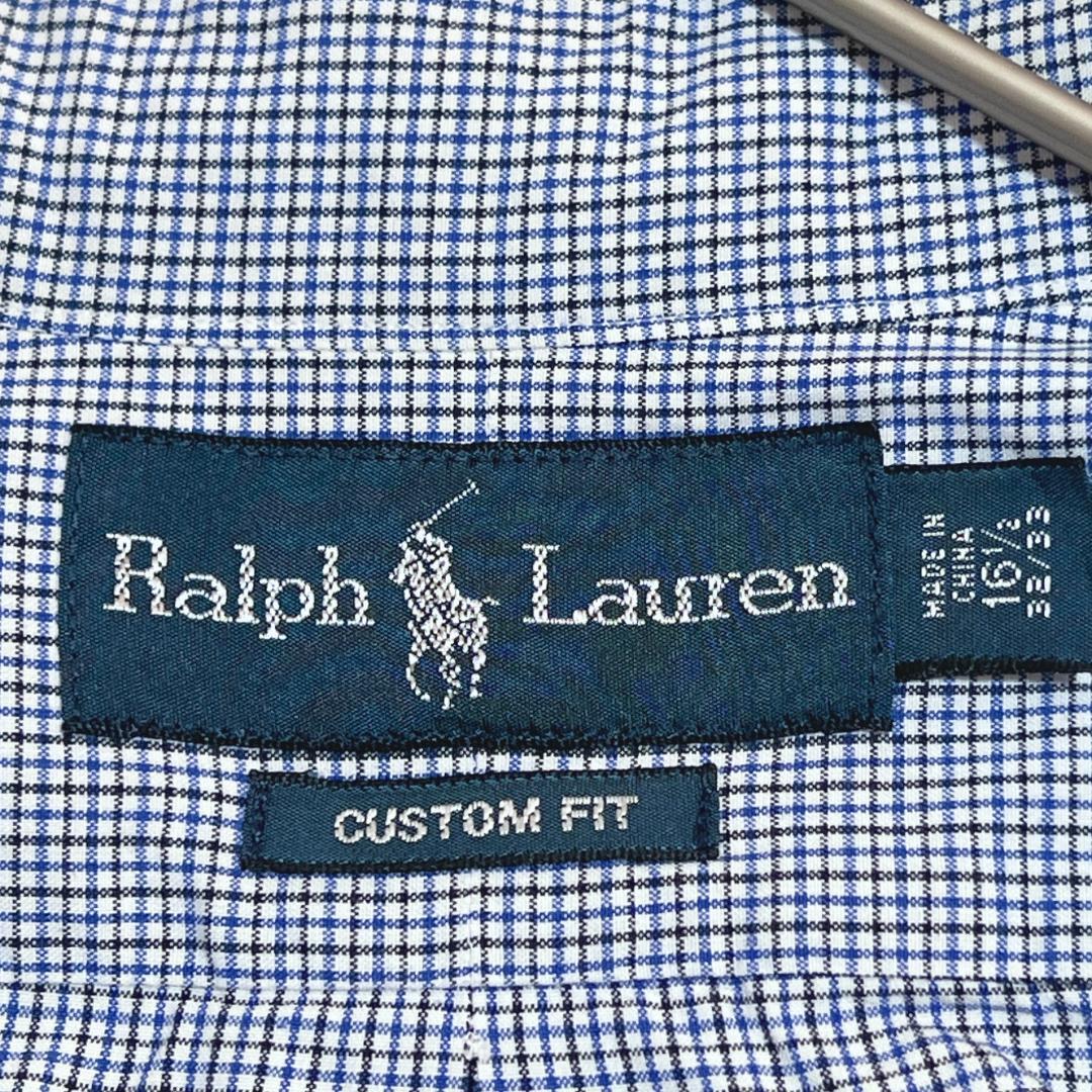 ラルフローレン BD長袖シャツ ポニー刺繍 チェック ブルー US古着a43 XL相当