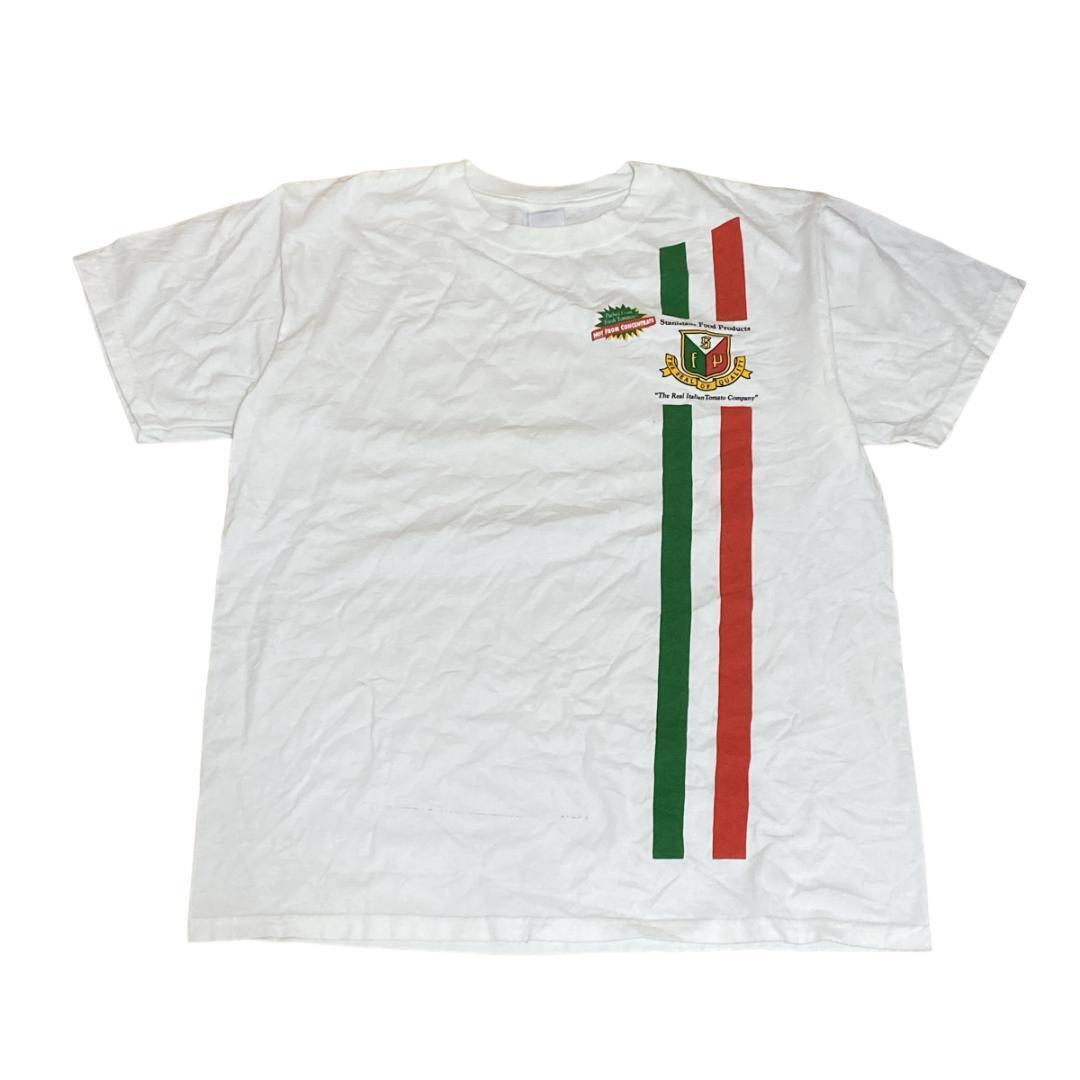 アンビル 半袖Tシャツ スタニスラウス食品 企業 イタリア国旗 白T c52① L相当_画像1