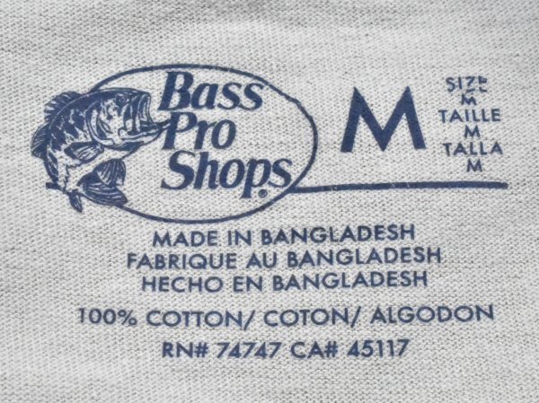 BASS PRO SHOPS ブリーチ Tシャツ sizeM サンドベージュ バスプロショップス 釣り フィッシング 音楽 企業 アメリカ USA古着の画像4