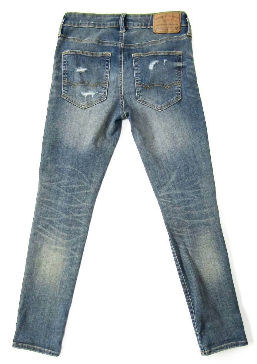 AMERICANEAGLEアメリカンイーグルSUPER SKINNY▼クラッシュ加工▼28インチ▼ウエスト約76cm