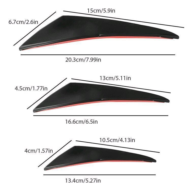 カーボン調 カナード 汎用 バンパーガード エアロフィンタイプ 車 傷 防止 13cm～20cm　3種の長さ　6本セット_画像2