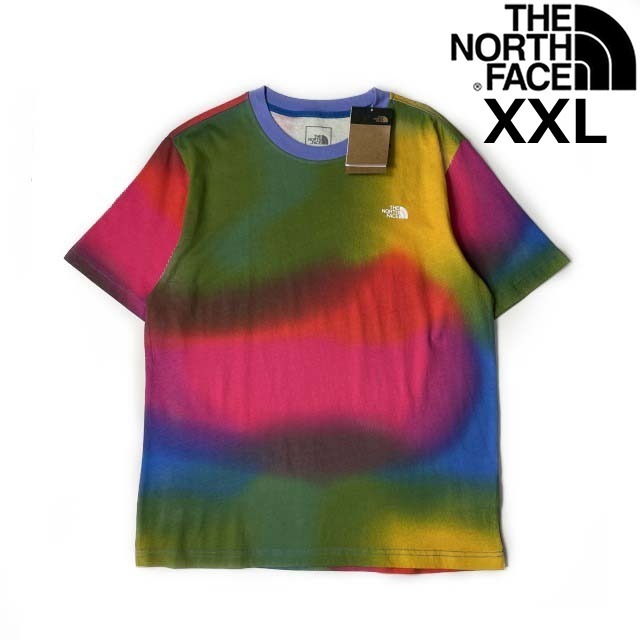 売切り【正規新品】THE NORTH FACE◆S/S ALL OVER PRINT BOX FIT TEE 半袖 Tシャツ US限定 男女兼用(XXL)カラフル タイダイ柄 180902-20の画像1