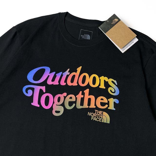 売切り【正規新品】THE NORTH FACE◆S/S PRIDE TEE 半袖 Tシャツ US限定 グラフィック レインボー 男女兼用 アウトドア(M)黒 180902-18の画像4