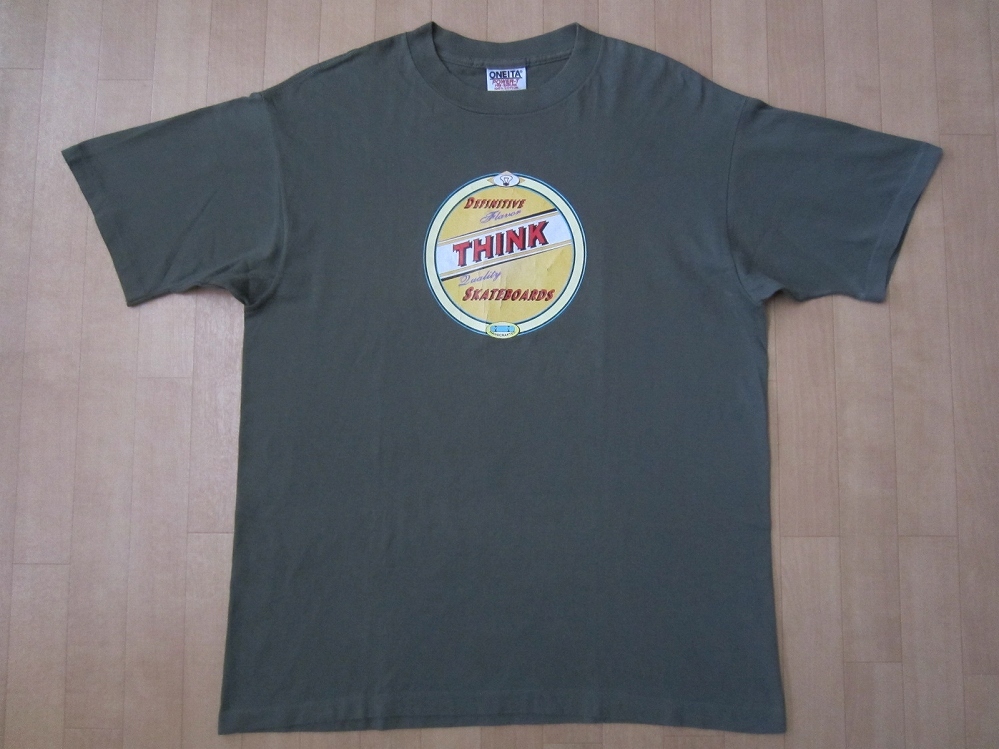 素敵な USA製 90's THINK シンク L Tシャツ 旧ONEITA SKATEBOARDS ウエア