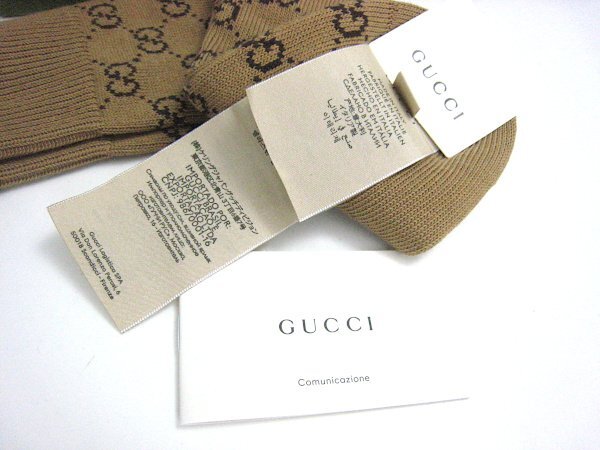 ★未使用　M★定価26,400円★GUCCI グッチ GG柄 コットン　ソックス　キャメルブラウン★_画像3