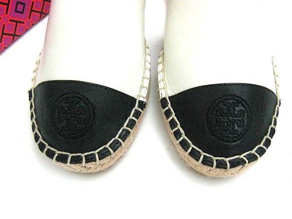 ★未使用 6★23㎝対応 トリーバーチ TORY BURCH FLAT エスパドリーユサンダル （IVORY-BLACK）★の画像4