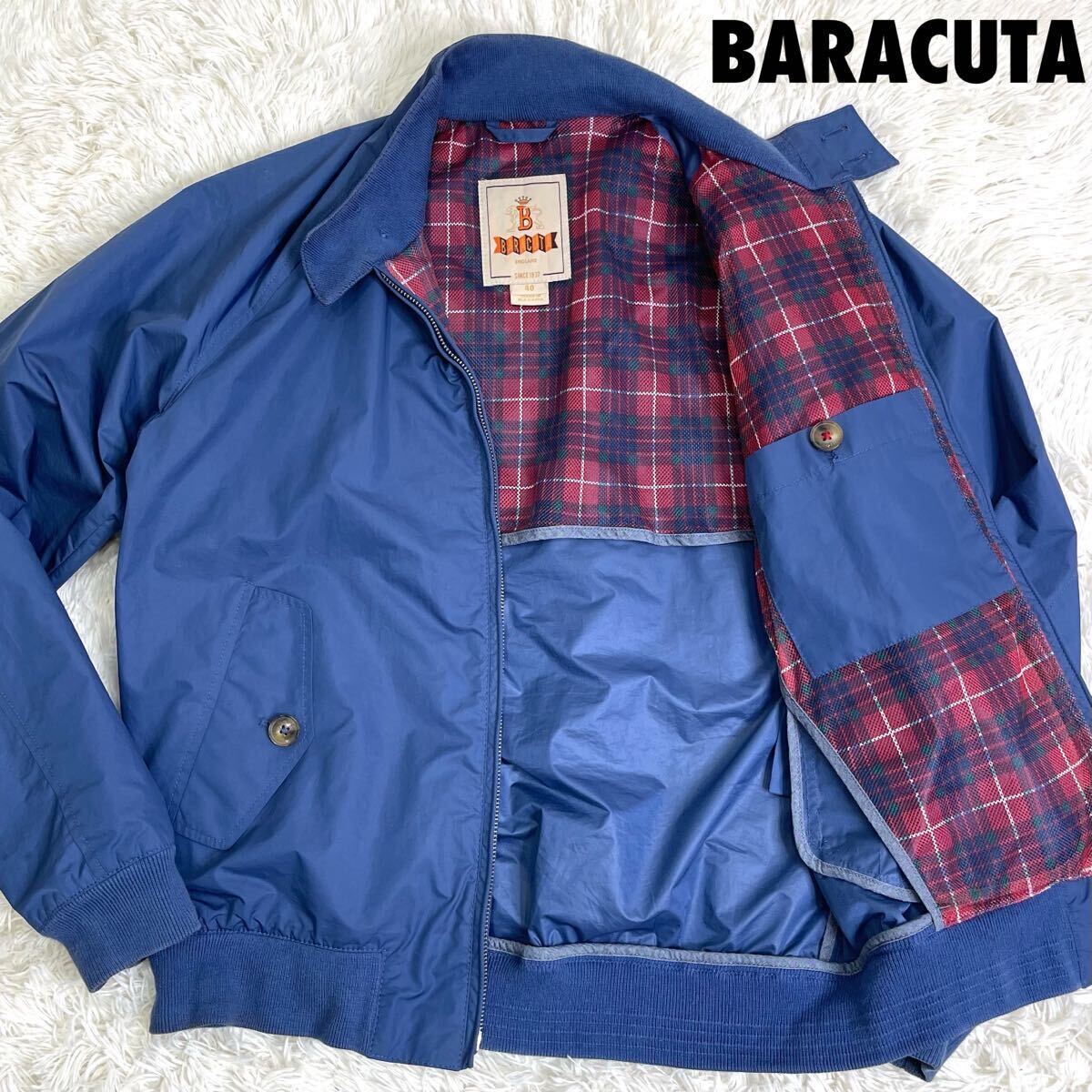 419美品ブルガリア製 バラクータ BARACUTA スイングトップ G9 ハリントンジャケット ナイロン メッシュ 春夏 チェック柄 グレイブルーM相当_画像1