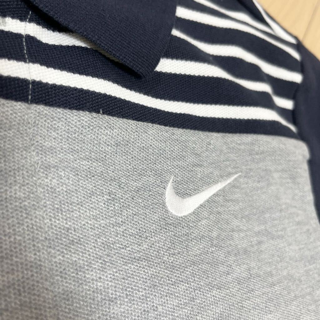 NIKE ナイキ　ゴルフウエア ゴルフシャツ 半袖 ポロシャツ メンズ　Mサイズ　ボーダー グレー　ネイビー　ホワイト　マルチカラー　 GOLF_画像4