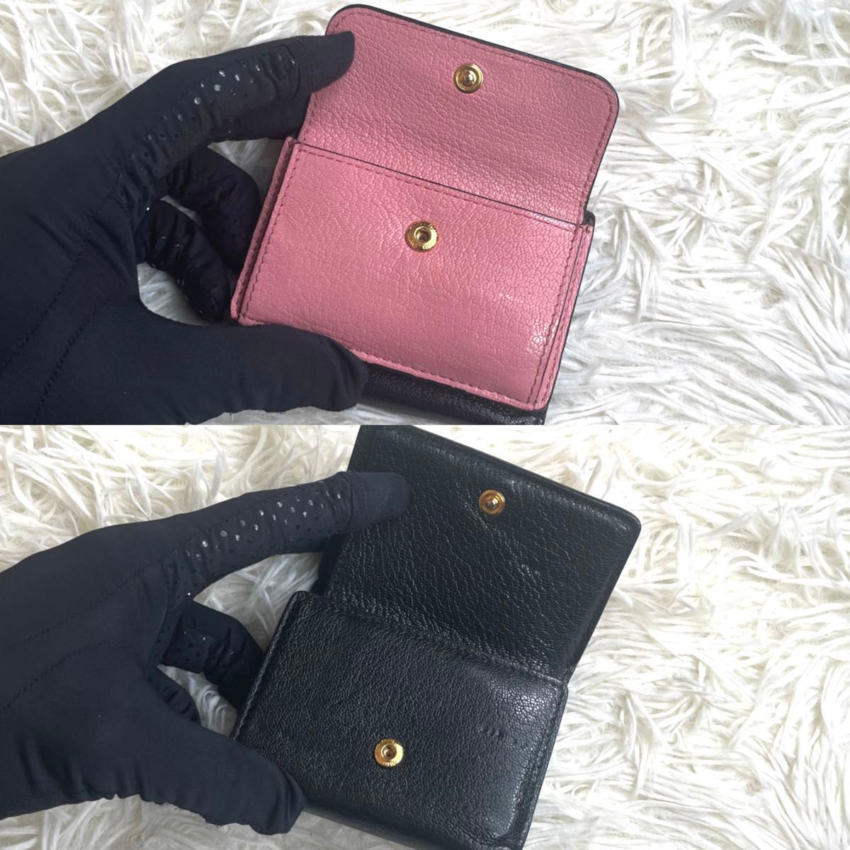 極希少品 入手困難 / miu miu ミュウミュウ マドラスバイカラーミニウォレット 三つ折り財布 バイカラー ピンク ブラック